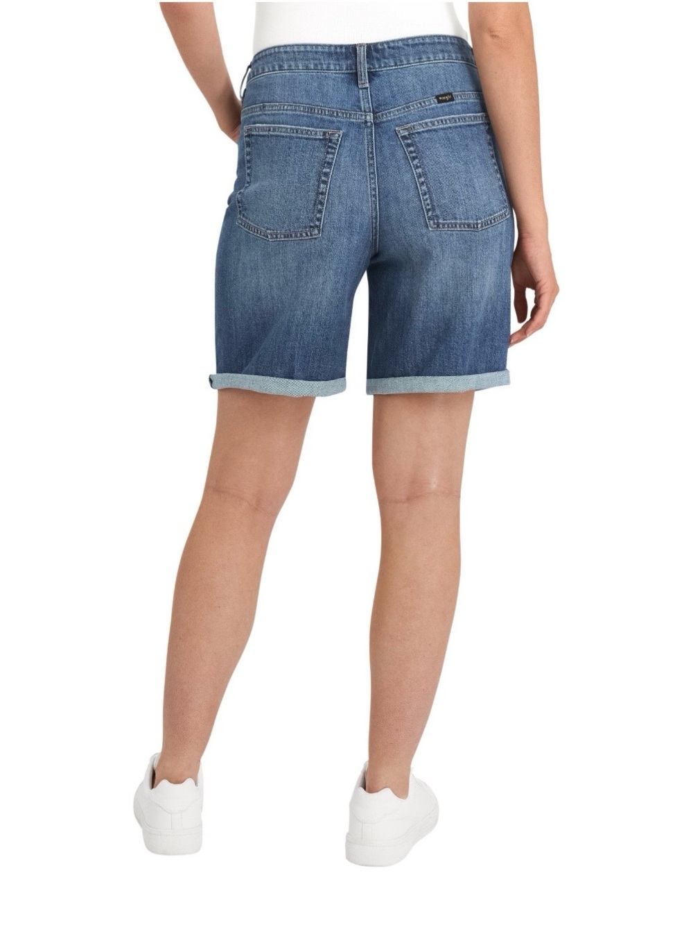 Wrangler Women's Mid-Rise Rolled Hem Jean Bermuda Shorts - Blue Size 4 - Picture 3 of 11